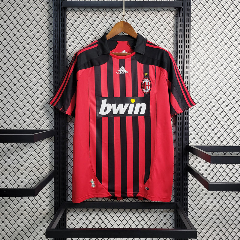 CAMISA RETRÔ DO MILAN 07/08 VERMELHO E PRETO
