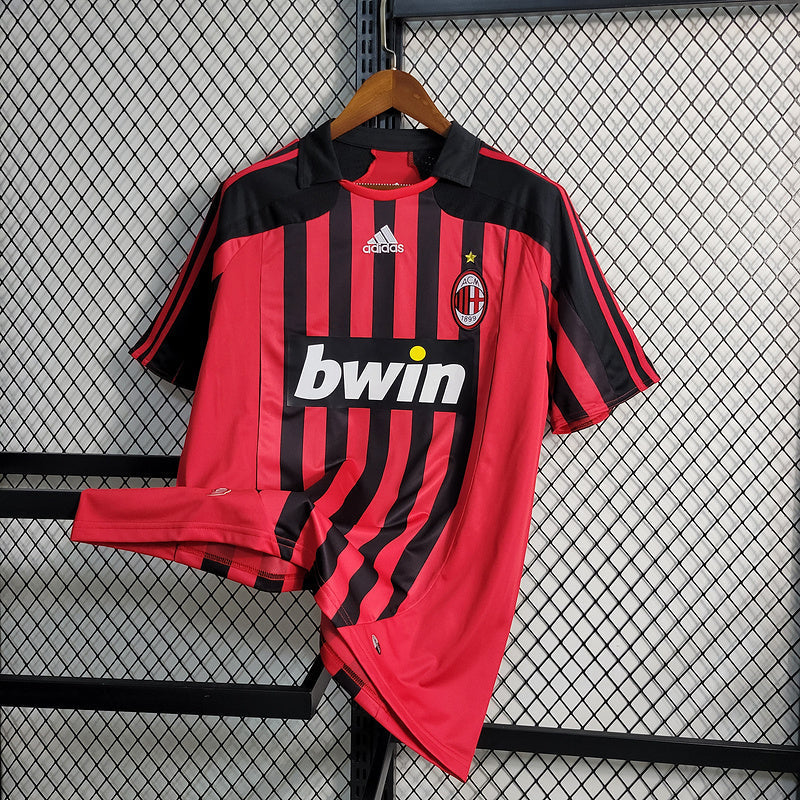 CAMISA RETRÔ DO MILAN 07/08 VERMELHO E PRETO